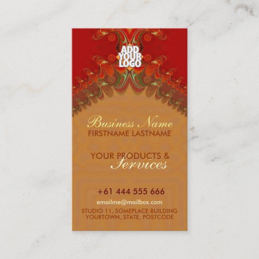 Squiggly2赤の縦型名刺 名刺 (正面)