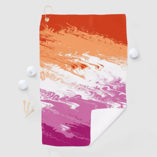 Squiggly Groovyトリップ（幻覚体験）のような抽象芸術レズビアンプライド国旗 ゴルフタオル (インサイチュ)