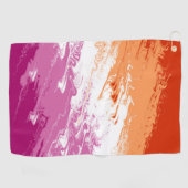 Squiggly Groovyトリップ（幻覚体験）のような抽象芸術レズビアンプライド国旗 ゴルフタオル (横)