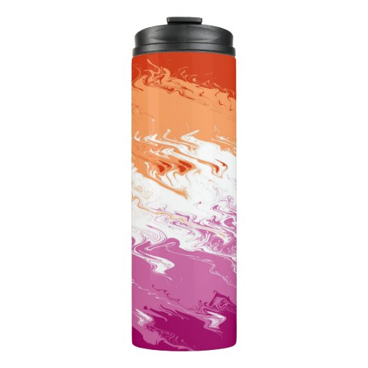 Squiggly Groovyトリップ（幻覚体験）のような抽象芸術レズビアンプライド国旗 タンブラー (正面)