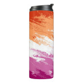 Squiggly Groovyトリップ（幻覚体験）のような抽象芸術レズビアンプライド国旗 タンブラー (回転左)