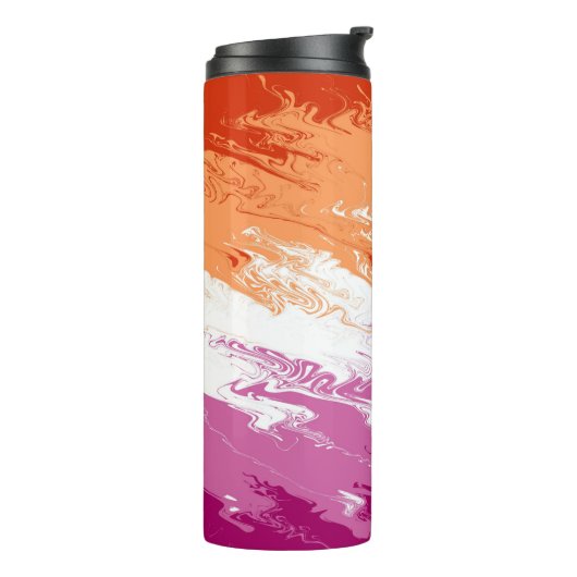 Squiggly Groovyトリップ（幻覚体験）のような抽象芸術レズビアンプライド国旗 タンブラー (回転左)