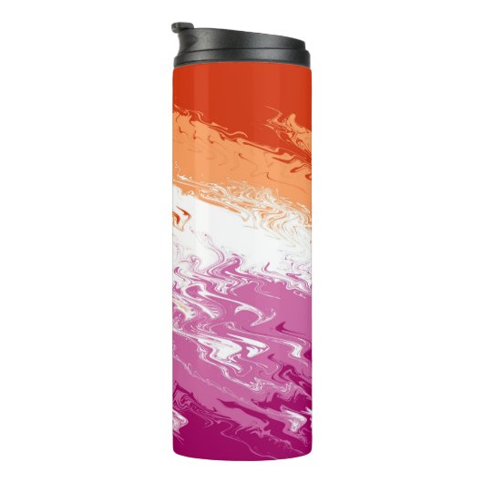 Squiggly Groovyトリップ（幻覚体験）のような抽象芸術レズビアンプライド国旗 タンブラー (回転右)