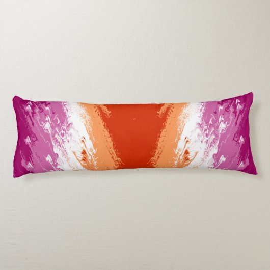 Squiggly Groovyトリップ（幻覚体験）のような抽象芸術レズビアンプライド国旗 ボディピロー (裏面)