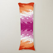 Squiggly Groovyトリップ(幻覚体験)のような抽象芸術レズビアンプライド国旗 ボディピロー (正面縦)