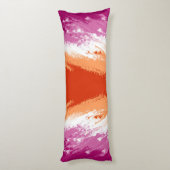 Squiggly Groovyトリップ(幻覚体験)のような抽象芸術レズビアンプライド国旗 ボディピロー (裏面 (縦))