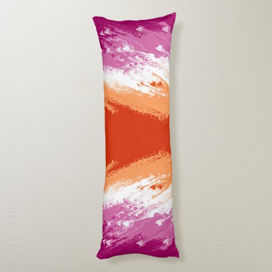 Squiggly Groovyトリップ（幻覚体験）のような抽象芸術レズビアンプライド国旗 ボディピロー (裏面 (縦))