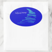 Squiggly Lines_California Dreamin'_Aqua 楕円形シール (バッグ)