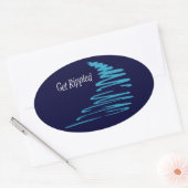 Squiggly Lines_Get Rippled_Aqua 楕円形シール (封筒)