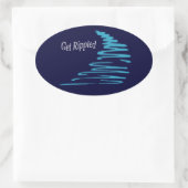 Squiggly Lines_Get Rippled_Aqua 楕円形シール (バッグ)