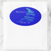 Squiggly Lines_Wet Dreams_Malibu, CA 楕円形シール (バッグ)