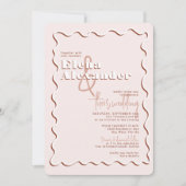 Squiggly Wavy Blush Rust RSVP QR コード ウェディング 招待状 (正面)