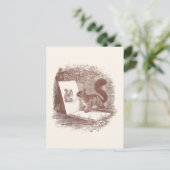 Squirrelが自分のスケッチを崇拝 ポストカード (スタンド正面)