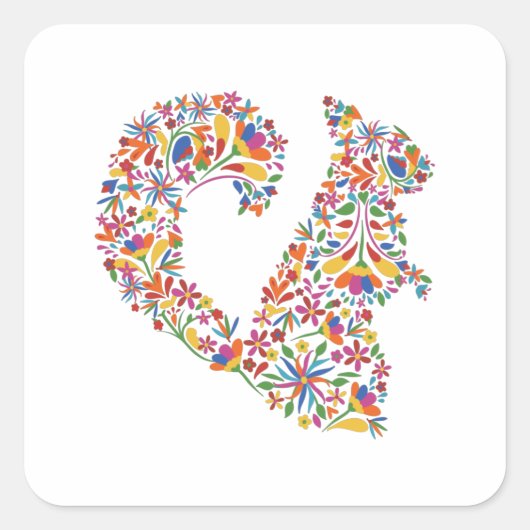 Squirrelオトミ花齧歯動物の贈り物 スクエアシール (正面)