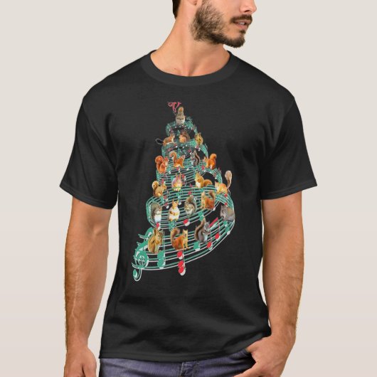 Squirrelミュージックノートクリスマスツリーリスクリスマス Tシャツ (正面)