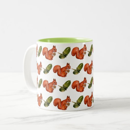Squirrel and Acorn Pattern ツートーンマグカップ (正面左)
