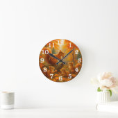 Squirrel And Child Rustic Autumn Forest Clock ラウンド壁時計 (ホーム)