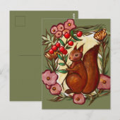 Squirrel and Holly winter Red Squirrels            ポストカード (正面/裏面)