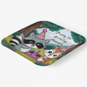 Squirrel and Raccoon cute Birthday ペーパープレート (傾斜あり)