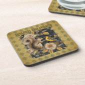 Squirrel and Yellow Canary with Flowers Pattern コースター (左側)