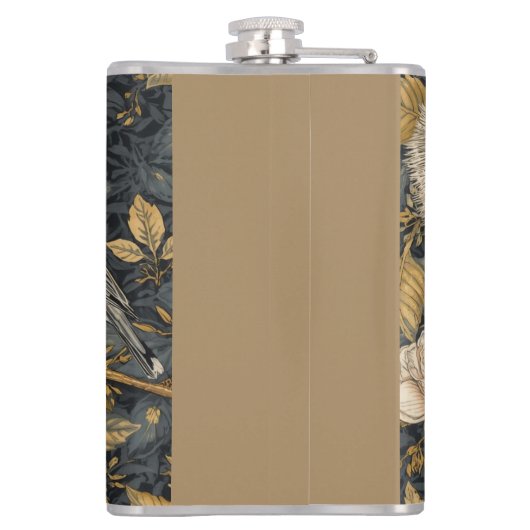 Squirrel and Yellow Canary with Flowers Pattern フラスク (裏面)