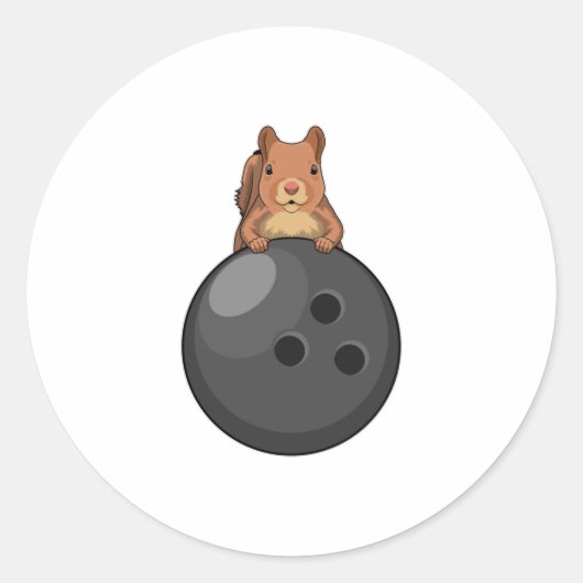 Squirrel at Bowling with Bowling ball ラウンドシール (正面)