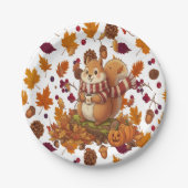 Squirrel Autumn and Pumpkin ペーパープレート (正面)