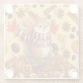 Squirrel Autumn and Pumpkin and Coffe ガラスコースター (裏面)