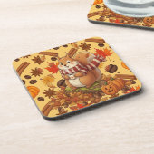 Squirrel Autumn and Pumpkin and Coffe コースター (左側)