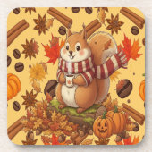 Squirrel Autumn and Pumpkin and Coffe コースター (正面)
