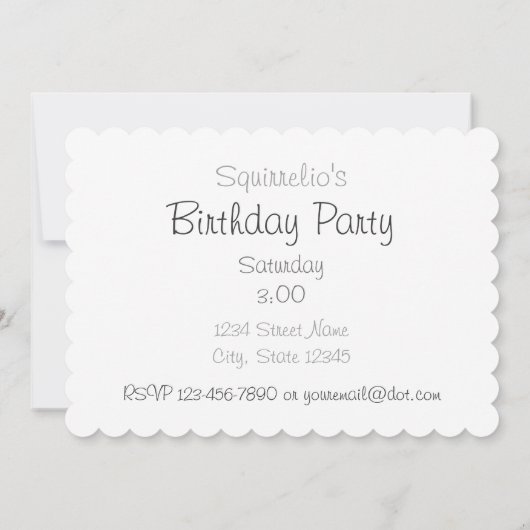 Squirrel Cake Birthday Party招待 招待状 (裏面)