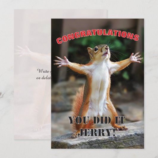 🎓Squirrel Celebration Custom Congrats Edition 招待状 (正面/裏面)
