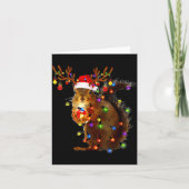 Squirrel Christmas Tree Lights Reindeer Santa Hat  カード (正面)