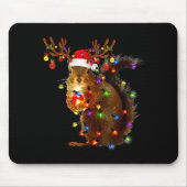 Squirrel Christmas Tree Lights Reindeer Santa Hat  マウスパッド (正面)