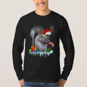 Squirrel Costume Santa Lights Hat Snowman Christma Tシャツ (正面)