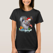 Squirrel Costume Santa Lights Hat Snowman Christma Tシャツ (正面)