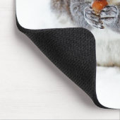 Squirrel Eating a Nut Cute Winter Photo マウスパッド (コーナー)