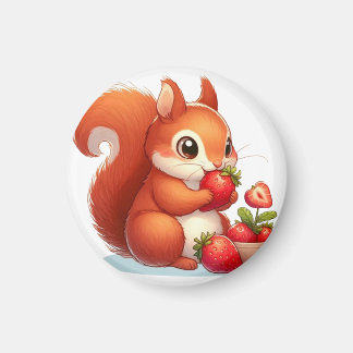 Squirrel eating strawberry マグネット