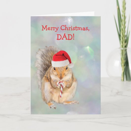 Squirrel "For Dad" Cute Christmas シーズンカード (正面)