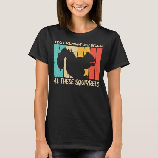 Squirrel For Men Women Squirrel Chipmunk 80s Tシャツ (正面)