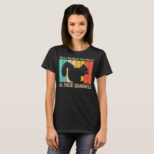 Squirrel For Men Women Squirrel  Chipmunk 80s Tシャツ (正面フル)