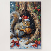 Squirrel Frantically Stashing Christmas Chestnuts  ジグソーパズル (縦)