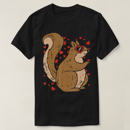 Squirrel Heart Glasses Cute Valentines Day Animal  Tシャツ (デザイン正面)