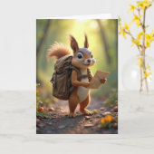 Squirrel Hiking In a Forest カード (黄色い花)