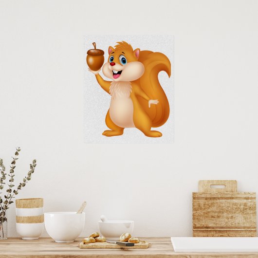 Squirrel Holding Acorn Poster ポスター (キッチン)