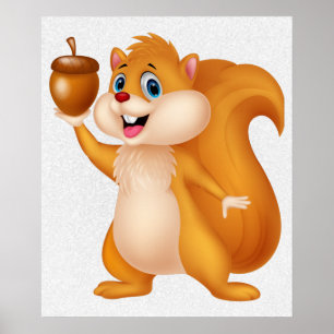 Squirrel Holding Acorn Poster ポスター