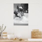 Squirrel in Bathtub Print, Funny Bathroom Wall Art ポスター (キッチン)