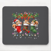 Squirrel In Christmas Socks Lights Squirrel Xmas  マウスパッド (正面)