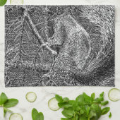 Squirrel in Christmas Tree キッチンタオル (折り畳み)