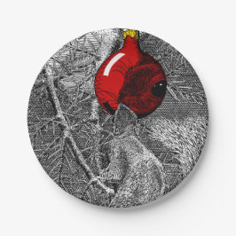 Squirrel in Christmas Tree ペーパープレート